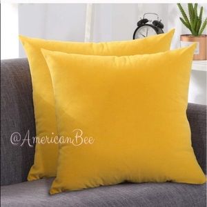 Yellow velvet throw pillow covers